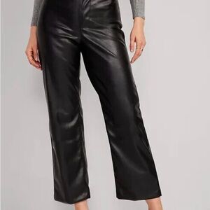 Old Navy Black Faux leather Wide Leg Pants